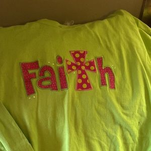 Long sleeve lime green Faith tshirt